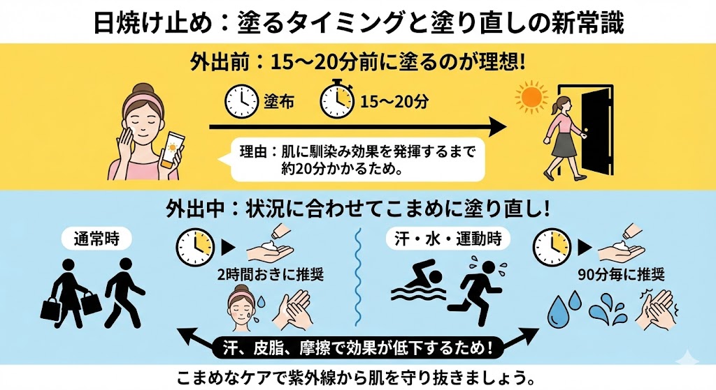 日焼け止めを塗り直すことの大切さ