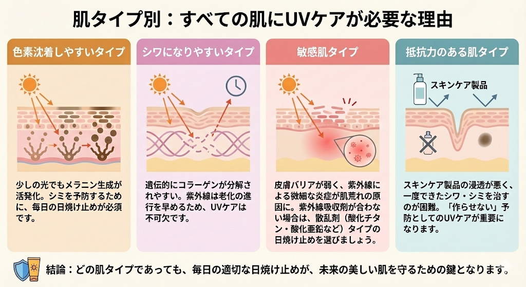 肌タイプ別のUVケアの重要性