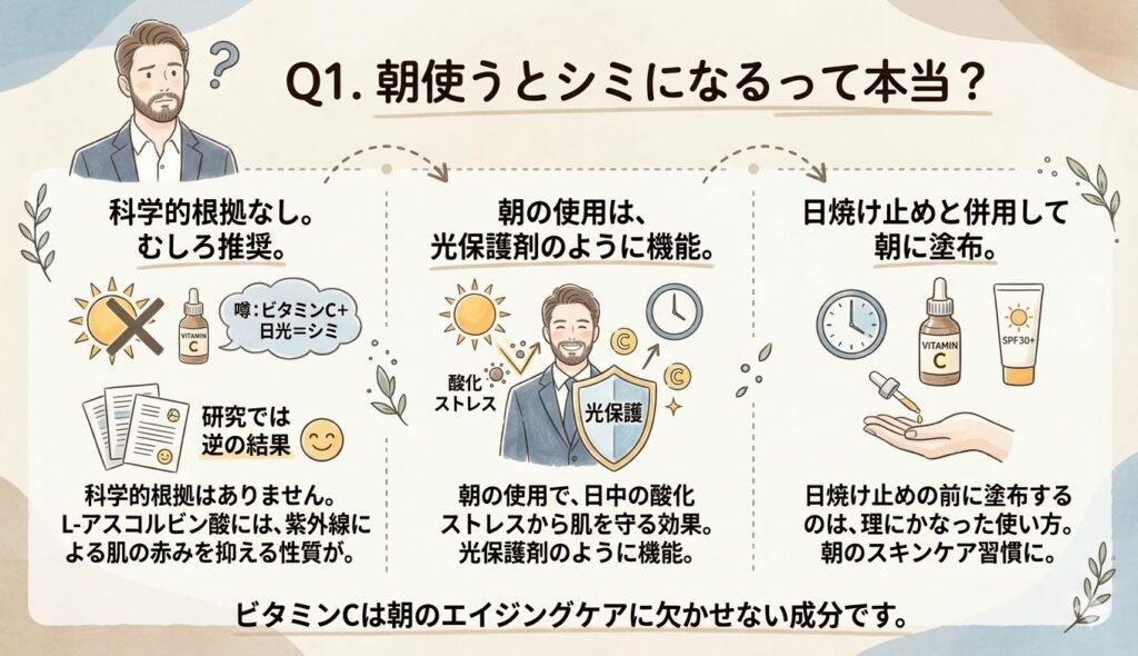 ビタミンCを朝使うとしみになるは嘘