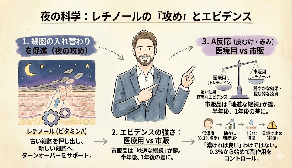 レチノールの攻めとエビデンス