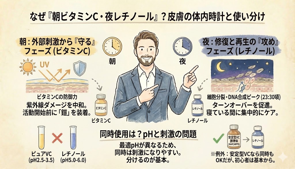 ビタミンCとレチノールの使い分け