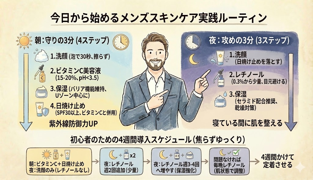 メンズスキンケア実践ルーティン