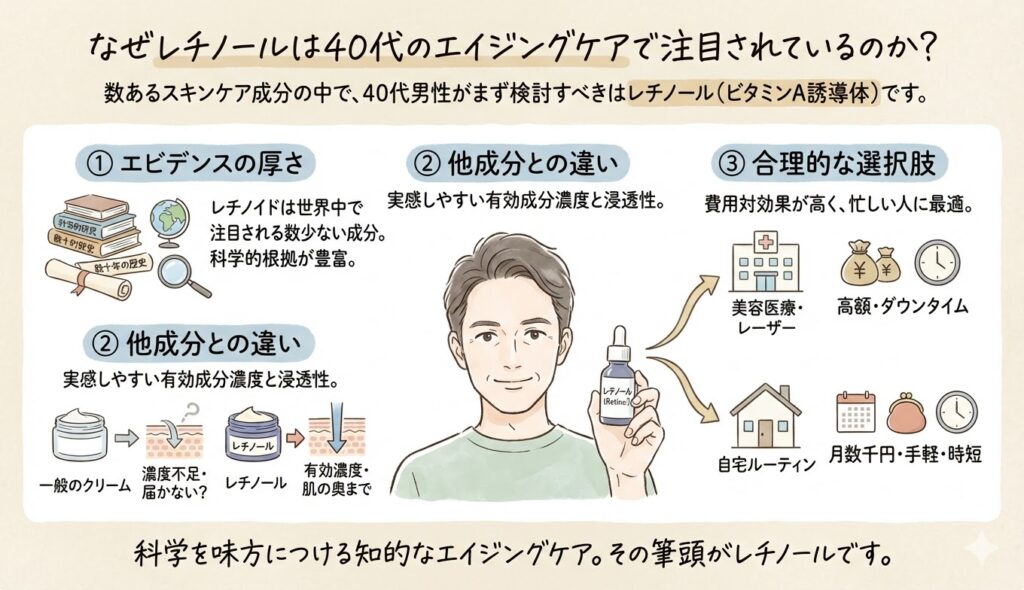 なぜレチノールは40代のエイジングケアで注目されているのか?