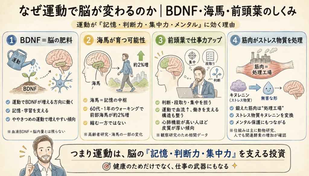 なぜ運動で脳が変わるのか｜BDNF・海馬・前頭葉のしくみ