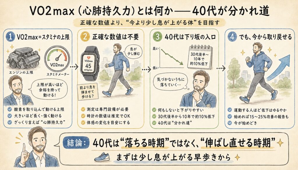 VO2max（心肺持久力）とは何か——40代が分かれ道