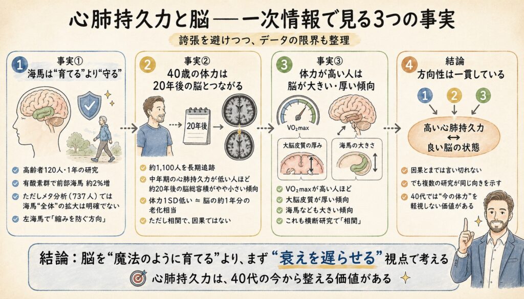 心肺持久力と脳——一次情報で見る3つの事実