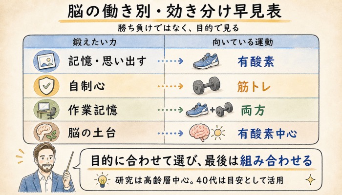 脳の働き別「効き分け」早見表