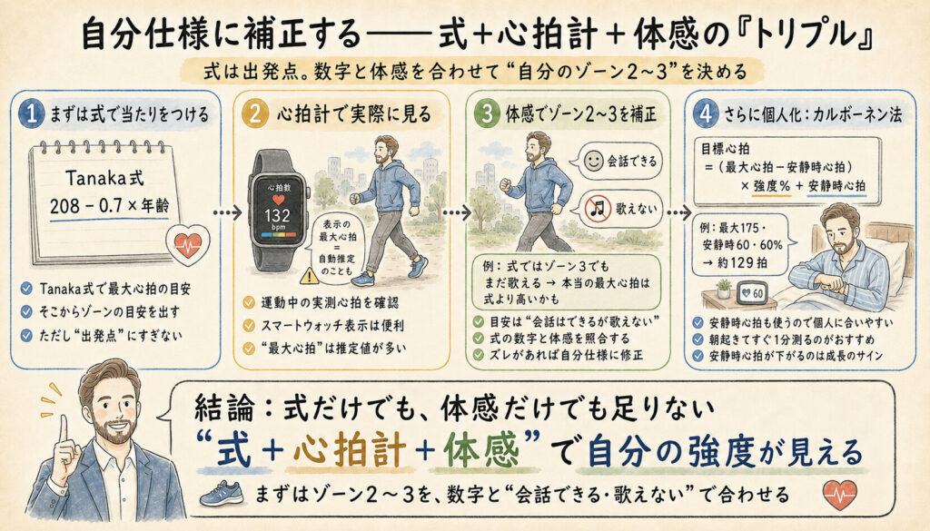 自分仕様に補正する——式＋心拍計＋体感の「トリプル」