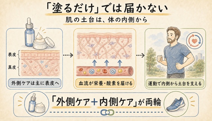 「塗るだけ」では届かない——肌の土台は体の内側で決まる
