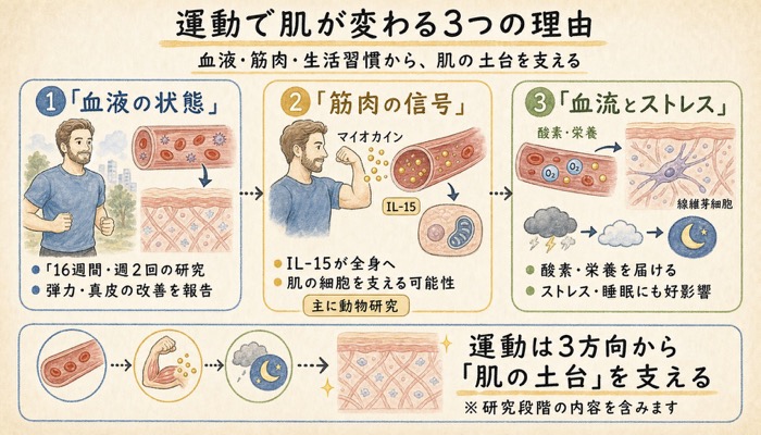 運動で肌が変わる3つの理由