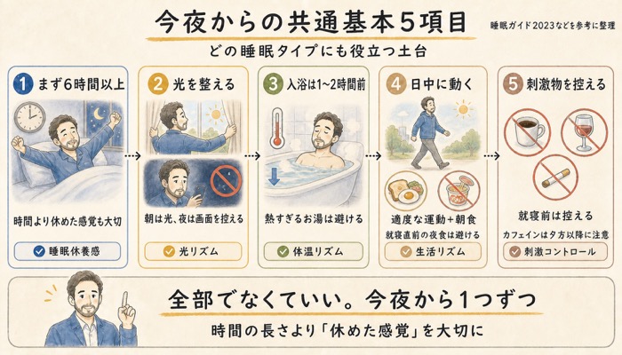 どのタイプにも役立つ「今夜からの共通基本5項目」