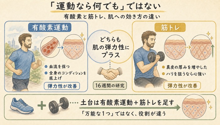「運動なら何でも」ではない——有酸素と筋トレ、肌への効き方の違い