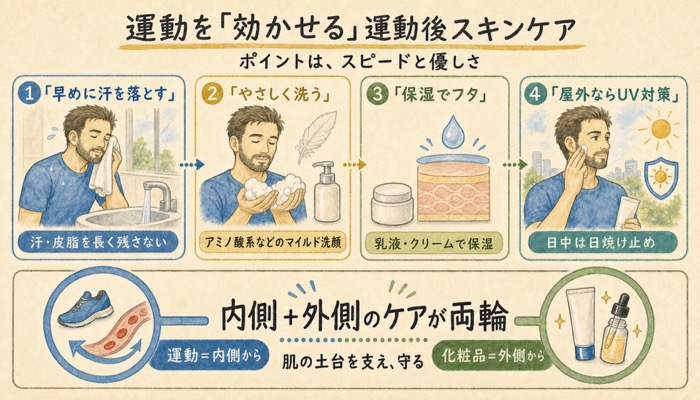 運動を"効かせる"運動後スキンケア